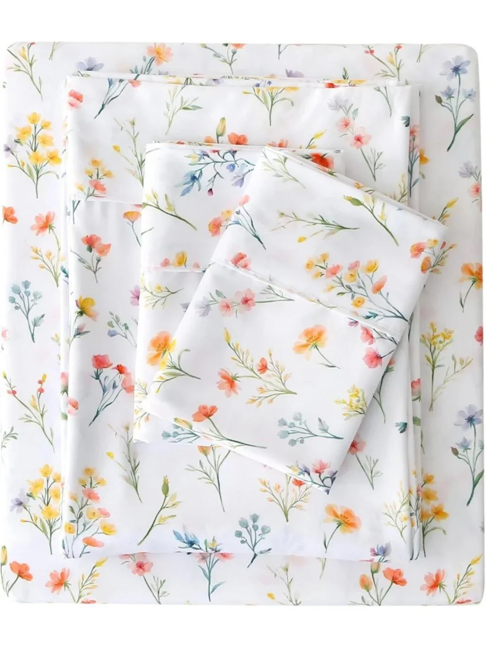 Floral Queen Sheet Set - 4 Piece Vintage Botanical Bedding, Soft Microfiber